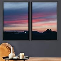 2 Piece Framed Canvas Wall Art Beautiful Sunset Canvas Prints Home Artwork Decoration for Living Room,Bedroom - 16