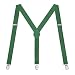 HDE Y-Back Suspenders Solid Color Metal Clips Adjustable Elastic Shoulder Straps 1" Wide Trouser Braces (Green)