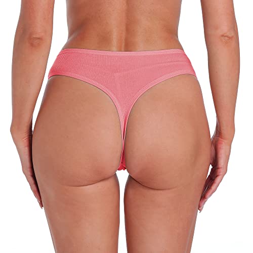 Xlndsoea Women's High Waisted Sport Thongs Stretchy Ribbed Cotton Panties Breathable High Cut Underwear 6-Pack #TOP3
