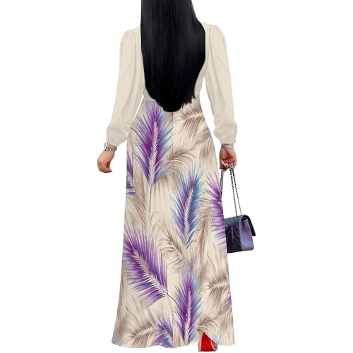 Image of PinkPatty Plus Size Dresses for Curvy Women V Neck Flowy Long Sleeves Wrap Maxi Dress Travel Vacation Outfits