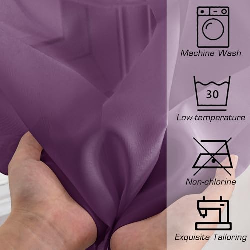 Image of OWENIE Sheer Curtains 72 Inches Long 2 Panels Set, Transparent Light Filtering Plum Sheer Curtain Rod Pocket Clear Drapes for Living Room Bedroom Window Sliding Glass Door, Each 42 x 72 Inch, Plum