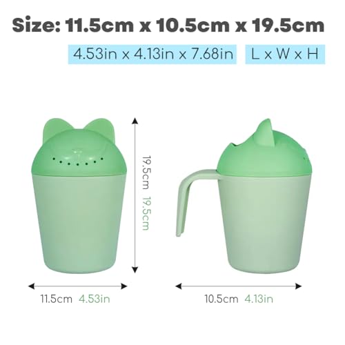 Image of Baby Bath Rinse Cup, Cute Cartoon Cat Baby Bath Rinser Baby Rinser Pail Shampoo Rinser, Newborn Bath Shower Wash Hair Cup for Bath and Shower