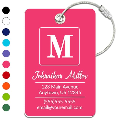 Personalized Luggage Tag | Custom Luggage Tags for Suitcases | Kids Backpack Tag | 10 Color Options & Choose Font, Font Color