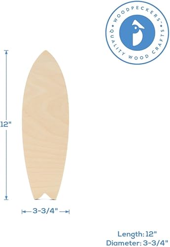 Miniatura 4 de Recorte para tabla de surf, 3-34 x 12 pulgadas, paquete de 1 artesanía de madera para pintar, recorte náutico de madera, recorte de madera para