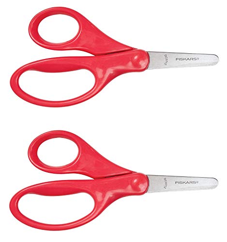 Fiskars 194160-1027 Blunt-tip Kid Scissors 5 Inch, Red (2 Pack)