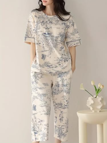Image of Louis Luxe Womens Korean Night Dress || Full Pyjama Set || Korean Nightsuit || Women Nightwear ||Round Neck Full Sleeve Nightsuit || Loungewear || Everyday Nightdress (ND-17)