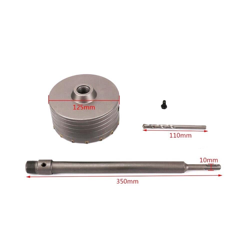 Fresa per muro a tazza corona 125 mm con asta da 35 cm per trapano attacco SDS plus