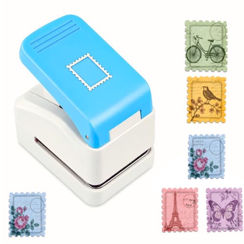 Image of 3x2.5 Cm Big Embossing Stamp Punch for Arts Crafts Scrapbooking DIY Projects | Postage Stamp Shape Paper Cutter for Journaling, Gift Tags, Photo Decoration, Card Making Supplies