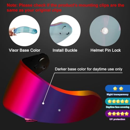 Image of PSLER Shatterproof Helmet Visor for Neotec 2 CNS-3,Blue Purple Red