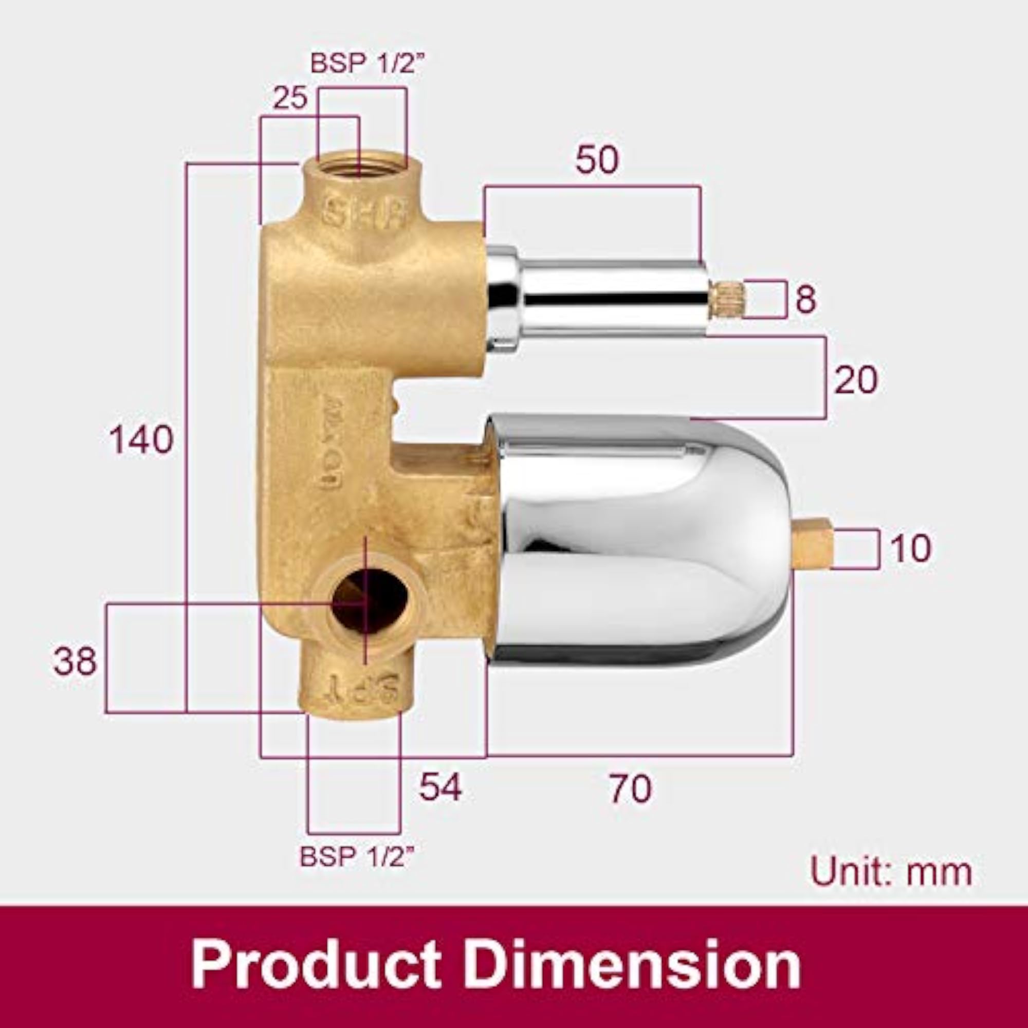EVA6720 Brass Diverter Full Set, High Flow