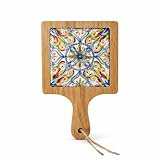 PinoLab Sottopentola in Legno e Ceramica 14x20 cm Resistente al Calore – Disegni Assortiti...