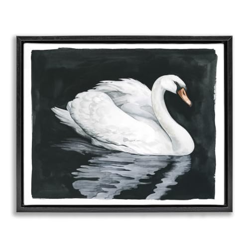 'Elegant Swan Reflection Portrait'| Floating Frame Canvas Art