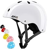 UniqueFit Niños Casco Juvenil Niños Niñas Casco Ajustable para Ciclismo Patineta Scooter Patineta BMX BMX (Blanco Brillante, Small(3-8 años))