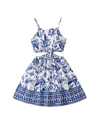 MakeMeChic Girl's Summer Floral Cami Dress Cut Out A Line Flare Short Dresses Sundress