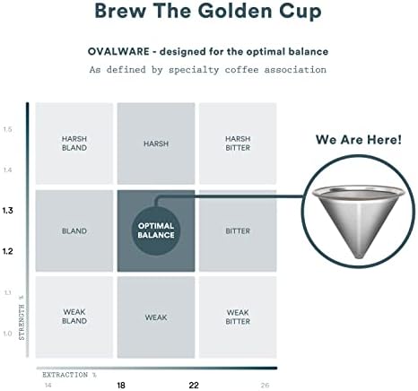 ovalware Paperless Stainless Steel Pour Over Coffee Filter  Reusable and Permanent Coffee Cone Dripper four, Chemex and Other Carafes (Stainless Steel)