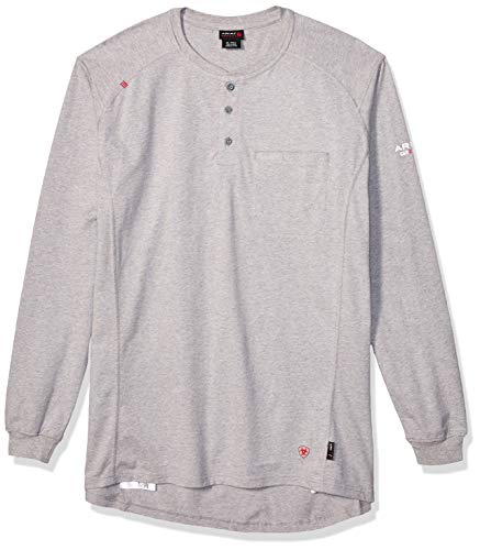 Ariat Men's Big and Tall Flame Resistant Air Henley Shirt, Gray, XXL