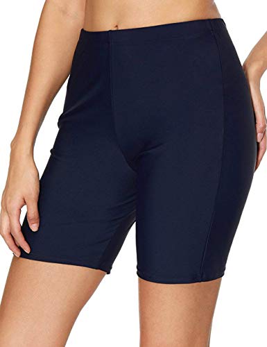 Anferry Women Stretchy Boardshorts Solid Bathing Suit Long Swim Bottom Navy L