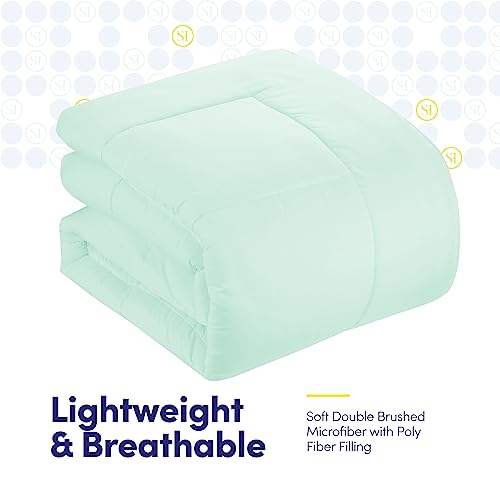 King Size Comforter Set with Sheets - 7-Piece Bedding Collection - 1 Comforter, 1 Fitted Sheet, 1 Flat, 4 Pillowcases - Deep Pocket - Soft & Breathable Premium Quality - Ideal for All Seasons, Mint