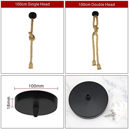 Lighting Accessories E27 Lamp Base Retro Pendant Lights Hemp Rope Pendant Lamp AC85-265V 110V 220V Industrial Lamp Vintage Decor Hanging Lamp (Color : Double Head)
