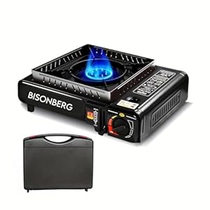 Portable Gas Stove with Carrying Case for Camping Hiking – Black Color