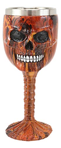 Ebros El Diablo Inferno Hell Fire Skull Face Beverage Drinkware Serveware Ossuary Macabre Halloween Decorative Accent (Wine Goblet Chalice) #TOP1