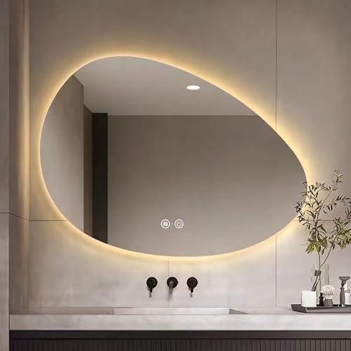 EYTVYUWPT Specchio Da Parete A Goccia A LED Con Illuminazione Regolabile A Tre Colori (3000K-4000K-6000K), Antiappannamento, Interruttore Touch, Specchio For Bagno(Anti-fog,50x70cm)