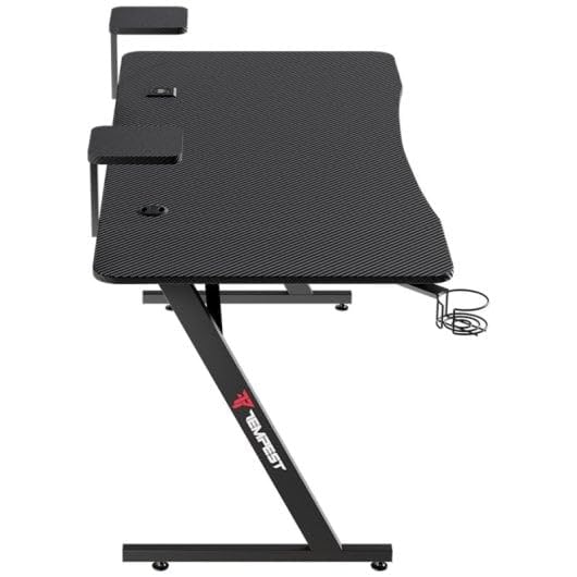 Tempest Sanctuary Mesa Gaming 160x75cm, Superficie Fibra de Carbono, RGB, Cargador Qi, USB Hub, Negra
