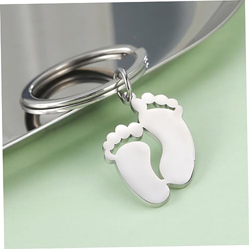 HOUDERCO Fußabdruck-schlüsselanhänger Ornament 4 Stück Edelstahl-schlüsselanhänger Für Frauen Baby-fußabdruck-