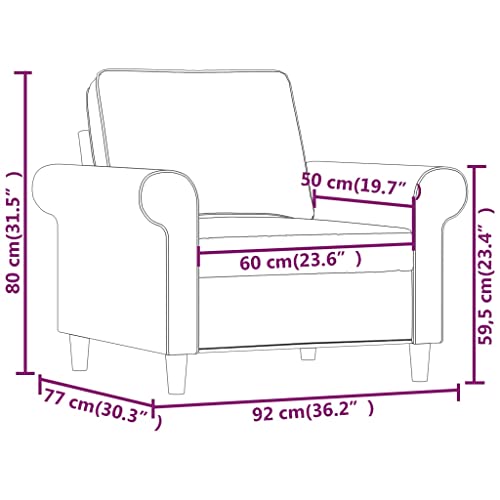 Sillón gris claro de diseño moderno, sofá individual de tela 60 cm 3