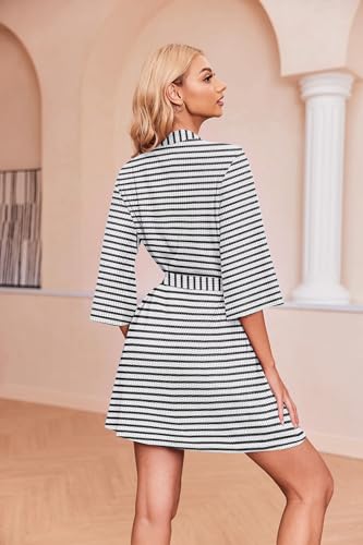 Image of Ekouaer Robes for Women Waffle Knit Bathrobe Soft Lightweight Knee Length Loungewear