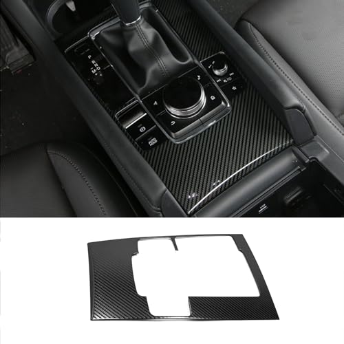 KELEIMAI Car Accessories Fit for 2019 2020 2021 2022 2023 2024 2025 Mazda 3 Axela Interior Gear Shift Knob Console Media Panel Cover Trim (Carbon Fiber Style) Stainless Steel 1 PC