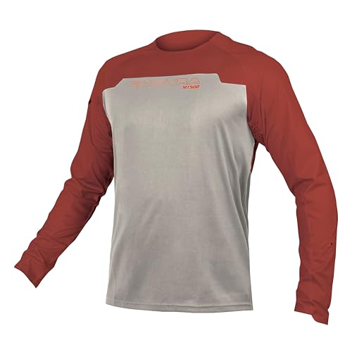 Endura Mens MT500 Mountain Cycling Jersey Burner Long Sleeve Brick, Medium