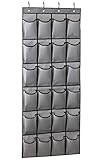 KIMBORA Over The Door Shoe Organizer 24 Large Fabric Pockets Hanging Shoe Rack Hanger Holder with 4 Otd Hooks, Gray