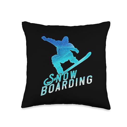 Snowboarding Retro Throw Pillow 16x16 Multicolor
