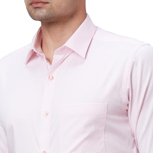 Image of Raymond Men's Pure Cotton Structure Pattern Slim Fit Semi Cutaway Collar Full Sleeve Formal Shirt