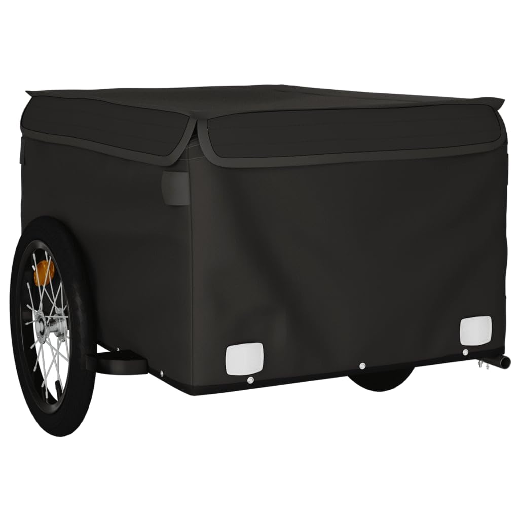 Fahrradanhänger Schwarz 45 kg Eisen, Fahrrad-Lastenanhänger, Fahrrad-Großlastwagenanhänger, Fahrrad-Lastenwagen, Fahrrad-Lastenwagen, Radfahren, Camping, Gepäckaufbewahrung, Träger, Transport, Typ2