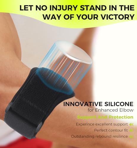 HiRui Tennis Elbow Brace - Compression Support for Men & Women (Black - 1 Pack)