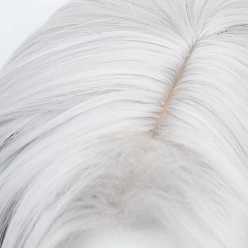 Image of Boothill Style White Gradient Black Wigs Long Straight Hair Side-Part Bangs Women Men Costume Game Silver Cowboy Cosplay Wigs Halloween,Christmas,Comic con,Game Show,Party