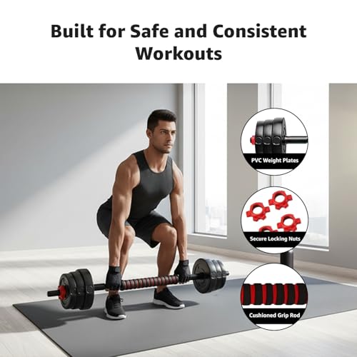 Image of Amazon Brand - Symactive PVC 3-in-1 Convertible Dumbbells Set