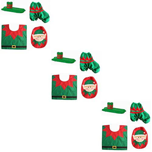 ifundom Weihnachtsdekoration 3 Stück Weihnachts-Elfen-Toilettensitzbezug Tankbezug Xmas Badezimmer Dekoration – Bild 4