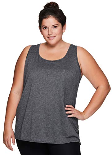 RBX Active Women's Plus Size Fashion Flowy Yoga Workout Tank Top Tunic S21 Charcoal 3X