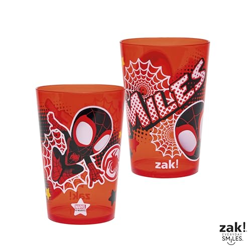 Image of Zak Designs Marvel Spider-Man Nesting Tumbler Set for At Home, 14.5oz Non-BPA Plastic Cups, 4-Pack (Spidey and His Amazing Friends)