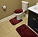 Traditional Bath Rug Chili Pepper Red 3 Piece Set - Lid, Contour, Bath Rug