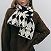 MININAI Fashion Argyle Pattern Scarves for Women Fall Winter Plaid Knit Scarf Soft Cold Weather Warm Y2k Accessories (Black)