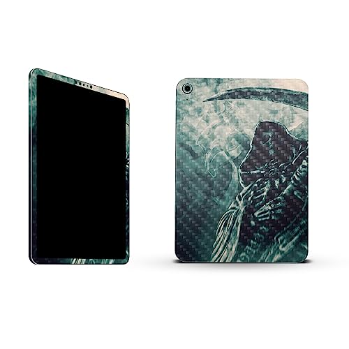 Image of MightySkins Carbon Fiber Skin Compatible with Apple iPad 10.9 inch 10th Gen (2022) Full Wrap Kit - Symbol of Death | Protective, Durable Textured Carbon Fiber Finish | Easy to Apply | Made in The USA