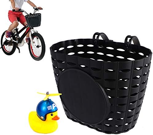 Lightton Kid's Bicycle Basket, Basket Front Handle Bar Basket, Bicycle Lift Off Baskets, Easy Install Quick Released Basket for Kids Bike, for Children Bike Accessories with Rubber Duck Bike Bell