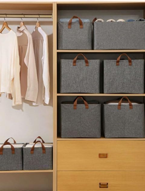 Image of Vasukie 5 Pc Wardrobe Organizer for Clothes with Metal Frame,Drawer Organizer,Cupboard Cloth Organizer For Wardrobe,Storage Baskets for Clothing,Storage Box with Handles,Organiser (Pack Of 5)