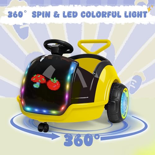 Image of ANPABO 3-in-1 Electric Push Car for Kids 1.5-3 with LED Display, Yellow