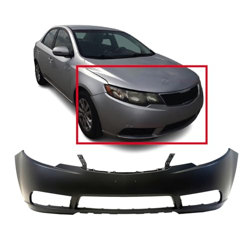Image of FitParts Compatible with Kia Forte 2010-2013 Front Bumper Cover | Primed, With Fog Light Holes, Sedan /Hatchback, EX LX SX Hatchback, Ready to Paint, OEM 865111M000, KI1000145