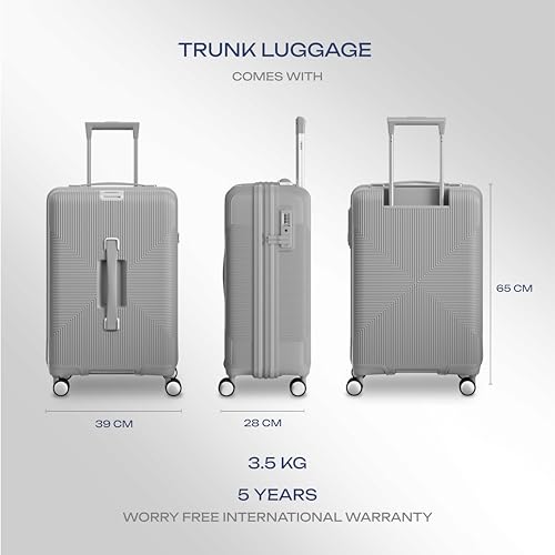 Image of Safari Select Trunk 65 Cm Medium Check in Hard Shell Trolley Bag with TSA Lock, Dual 8 Wheelss with 360 Degree Rotation and Anti-Theft Zipper, Luggage Bag, Suitcase for Travel, Grey
